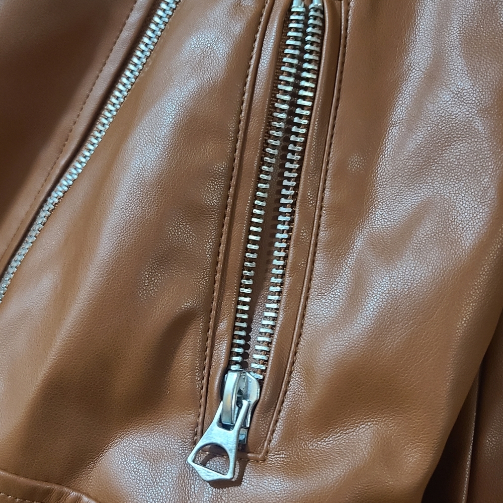 Torrid Moto Faux Leather Asymmetrical Moto Jacket - Brown - Picture 4 of 15